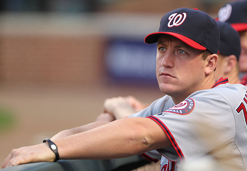 Pitcher Jordan Zimmermann watches as the team plays the Baltimore Orioles earlier this season.