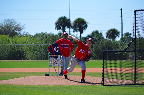 Nationals Pitcher Stephen Strasburg faces his first live batters of the spring season in West Palm Beach. 