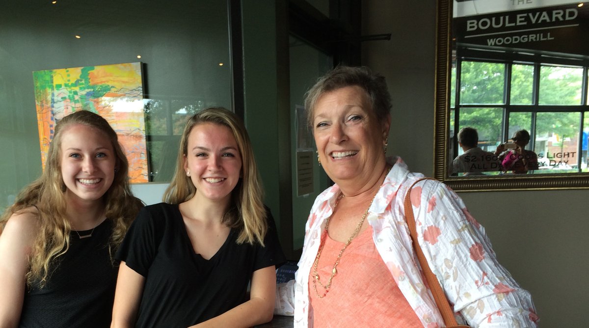 Senior Experience coordinator Mrs. Sandy Munnell visits 2016 Graduates Lydia Cawley and Morgan Romero at their job at the Boulevard Grille last year. Service jobs like Romero and Cawleys are the most popular route for seniors during the four weeks leading up to graduation.