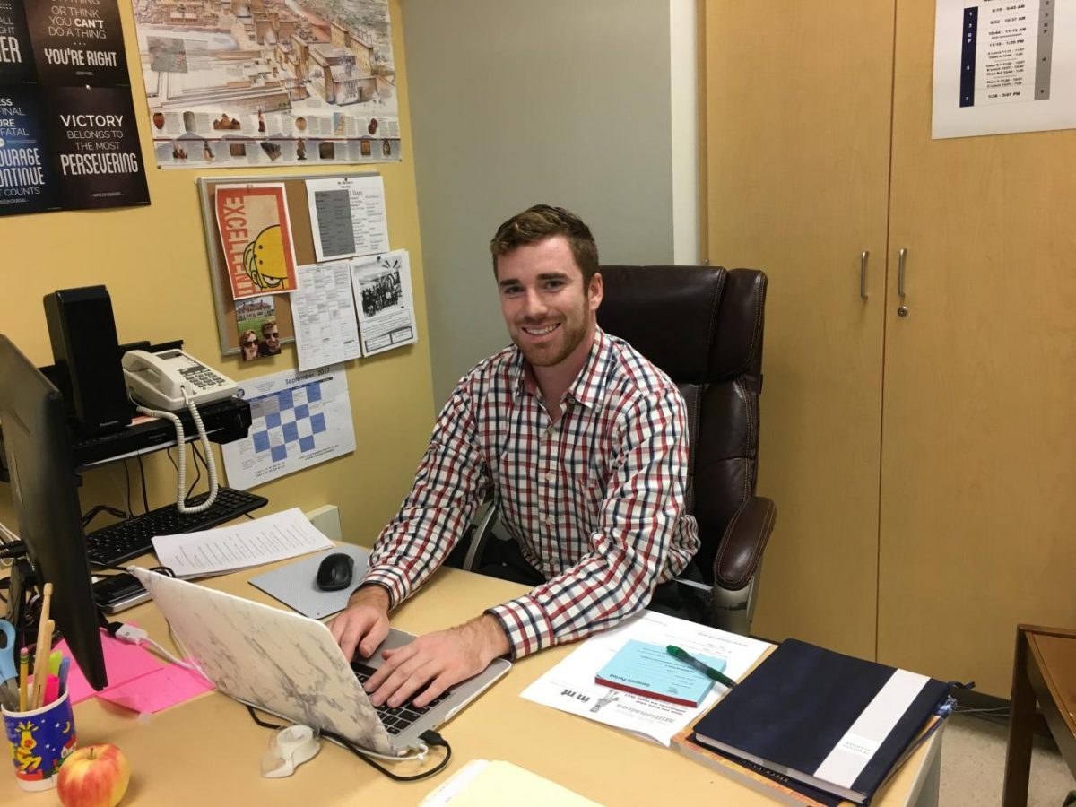 Former J.P. Morgan employee and now economics teacher at the school, Mr. Robert Byrnes prepares to challenge his new students.