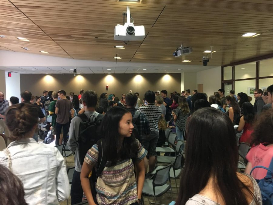 IB Topics students at the American University School of International Service (SIS) gather in a lecture hall to hear Freedom Riders speak about their experiences.