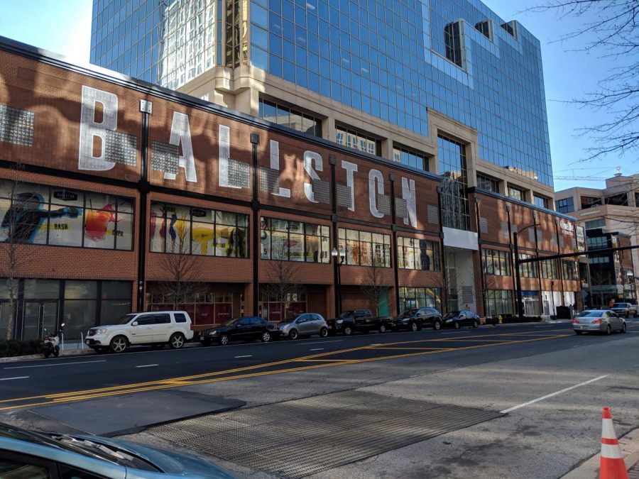 The mall construction workers recently painted Ballston’s name onto the side of the building. The newly-restored mall features several new entertainment options.