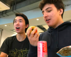 Sophomores Noah Portner and Bruno Henza eat school-bought lunches which most likely contain GMOs (genetically modified organisms). Most foods contain GMOs because they are often more convenient for farmers as well as consumers.