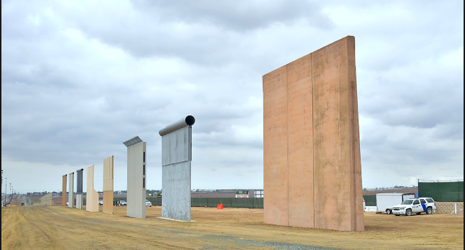 The nine prototypes of different types of walls to build across the border.