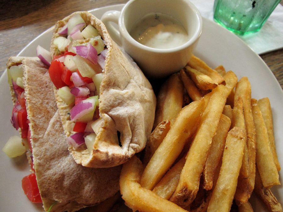  The Falafel Wrap from Busboys and Poets, a great vegetarian dish with hummus, cucumbers and tahini sauce, wrapped in a grilled tortilla. Busboys and Poets is located in Shirlington.