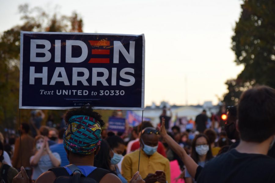 People celebrate in front of the White House after Biden’s win. He was declared the president-elect on November 7, 2020. The election was officially certified by the Electoral College on December 14, 2020. 