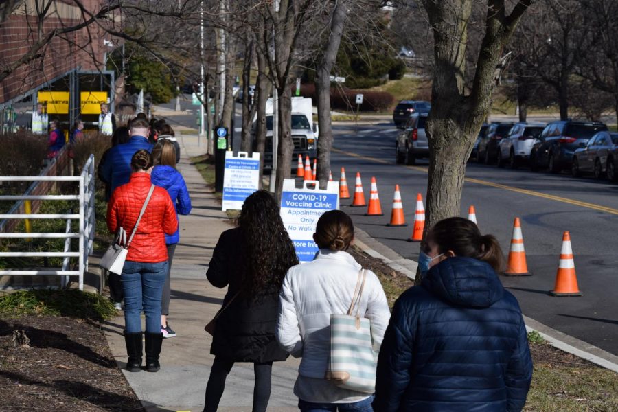 Arlington Public School (APS) teachers and staff wait to be vaccinated. On Saturday, January 16 and Monday, January 18, an initial group of APS staff were vaccinated as part of the 1B stage of federal vaccine rollout.