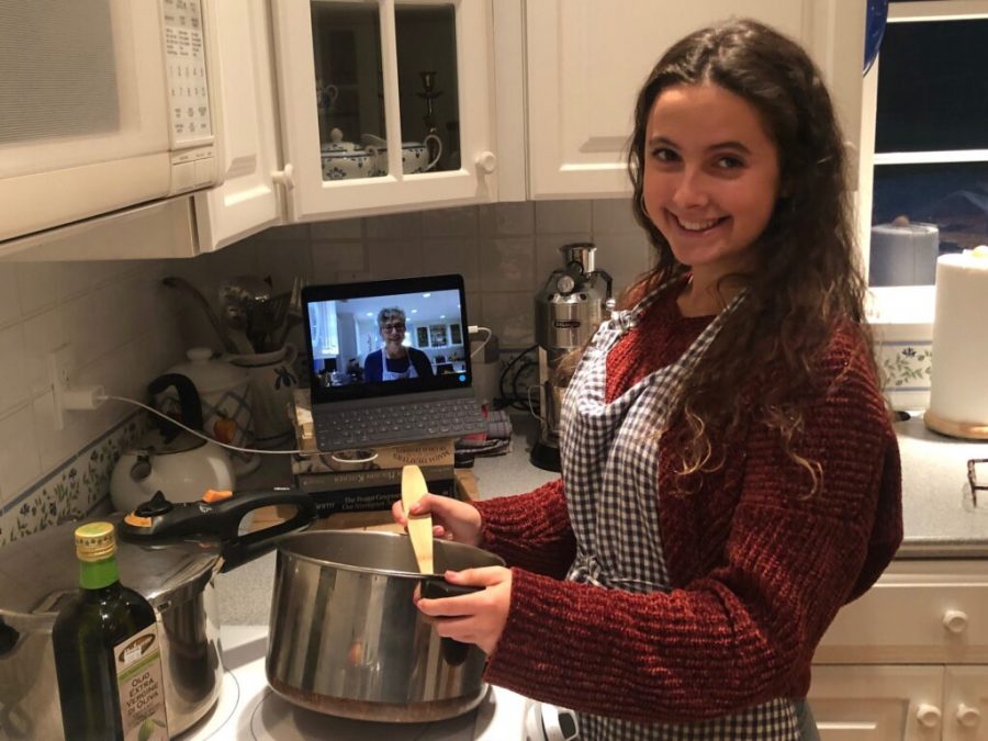 Brill and her grandmother cook Shabbat dinner via Zoom. They prepared dishes from all over the world, from Vietnemese spring rolls to fish cakes.