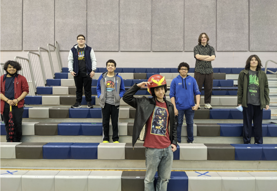 The Super Smash Bros club poses for a club photo, Richard Martinez in the top left. 