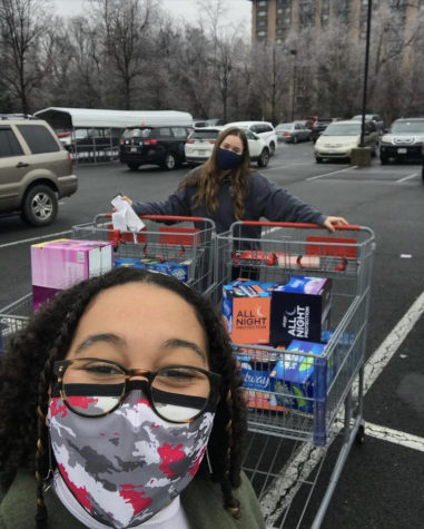Sophia Bailey on her third trip to the store for the Teens Leading Change menstrual products drive, all products purchased with monetary donations to the drive.