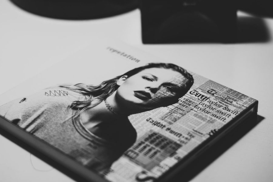 Taylor Swift’s sixth studio album, “Reputation,” rests on a table. She released the album in 2017. 