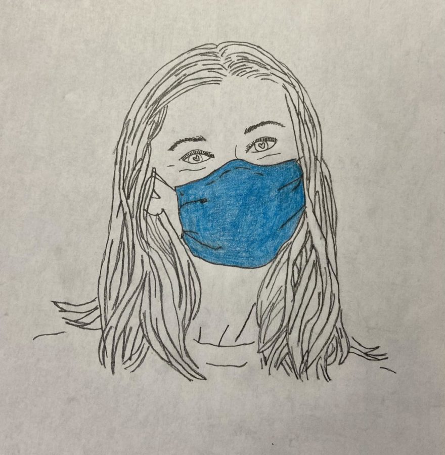 Girl wearing a face mask