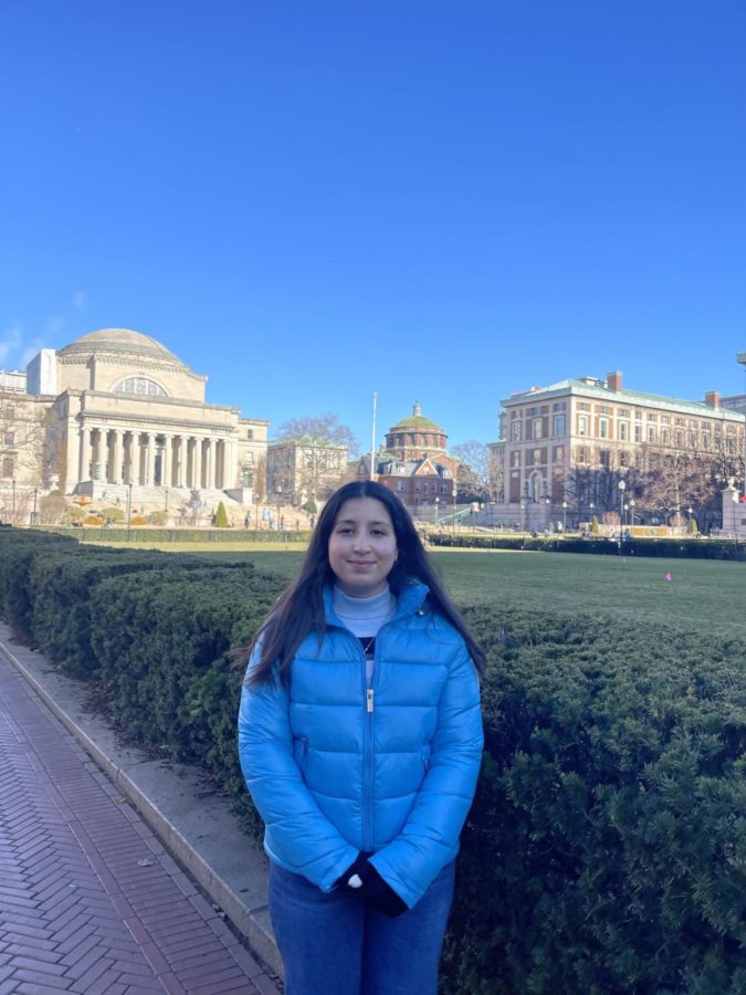 Meryem+K+pictured+at+Columbia+University.+She+will+be+attending+the+school+next+year+with+a+QuestBridge+scholarship.