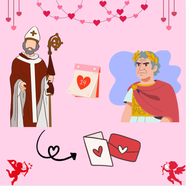 Graphic showing different history of the origin of Valentines day.