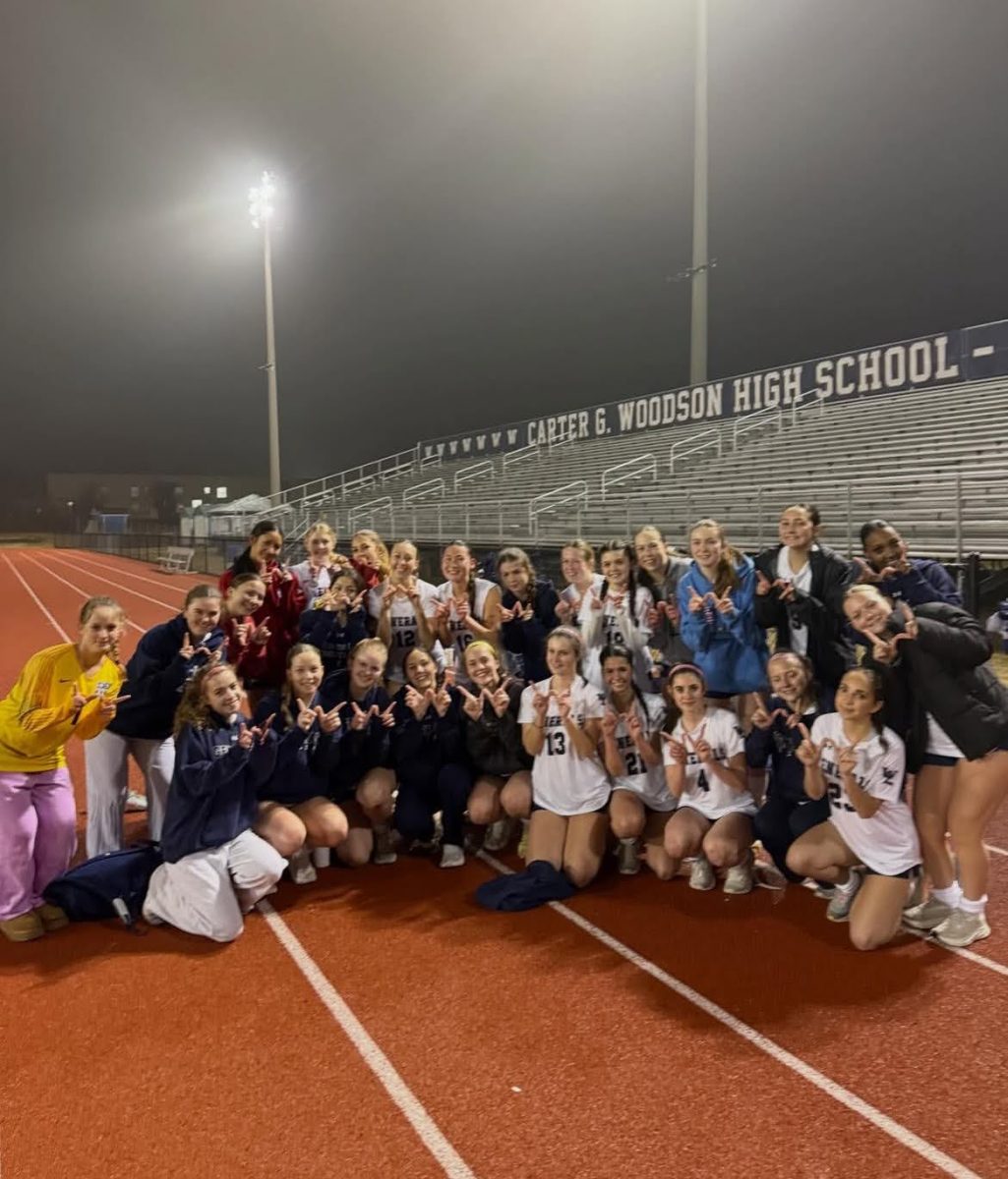 The girls’ soccer team after a 1-0 scrimmage victory against Woodson High School.